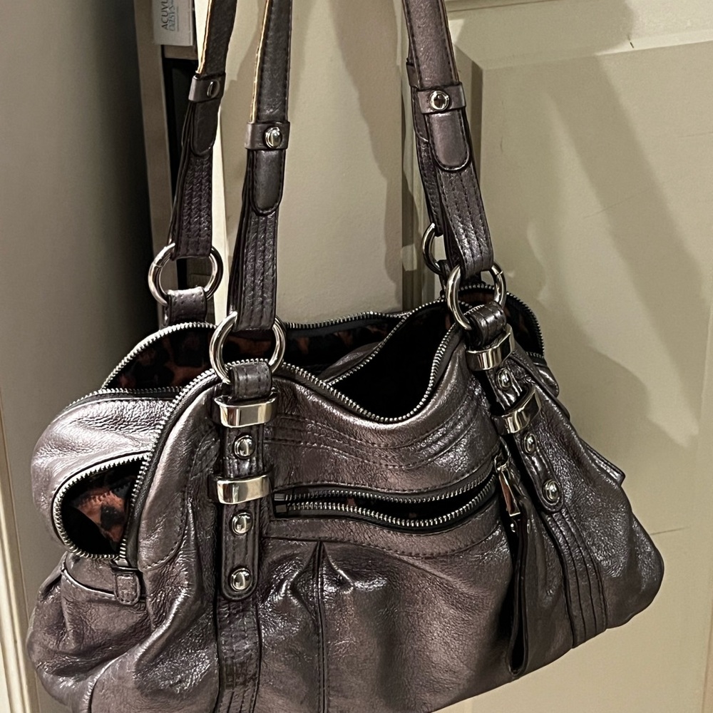 B. Makowsky Metallic Silver Shoulder Bag